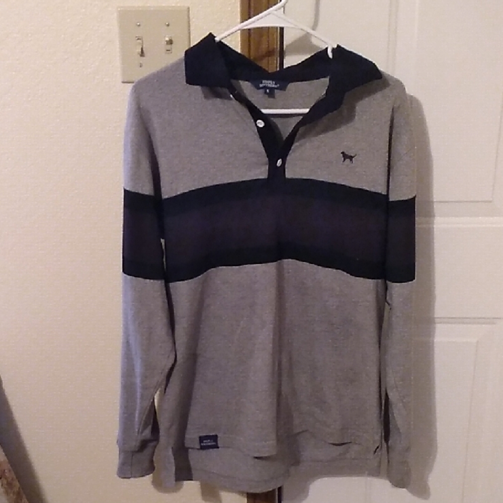 Gray and Black Long Sleeve Polo Shirt